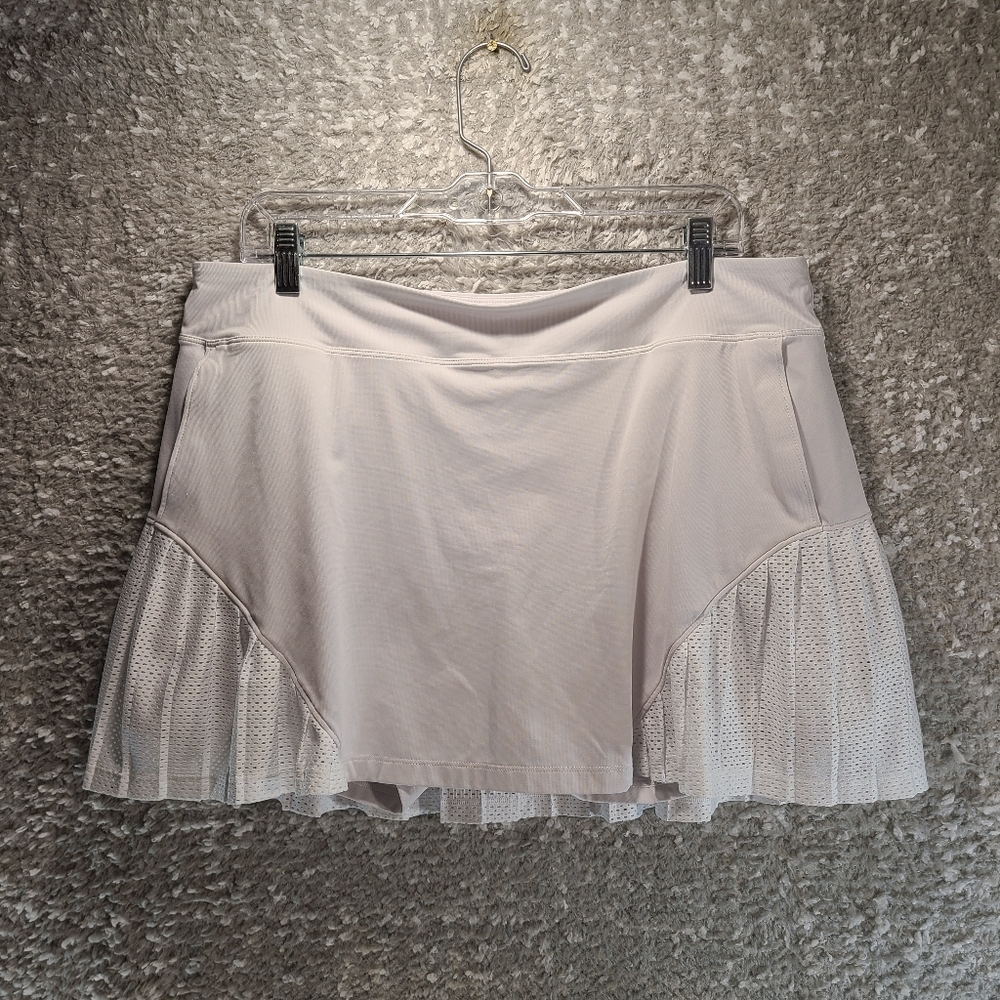 Under Armour Skort Skirt XL Golf Tennis Heat‎ Gear Fitted White Pleated Pockets